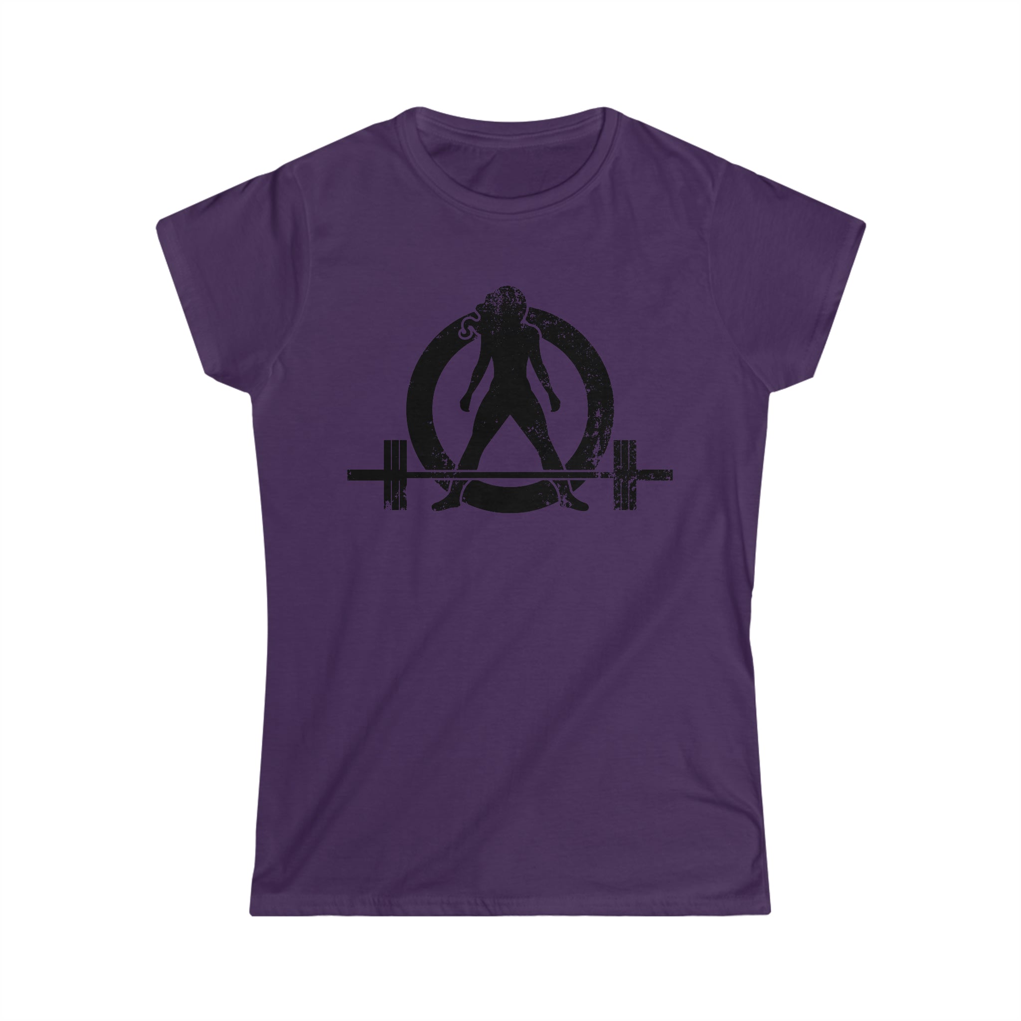 Good Girls Tone, Bad Girls Deadlift - Distressed Dark Logo - Women's Softstyle Tee