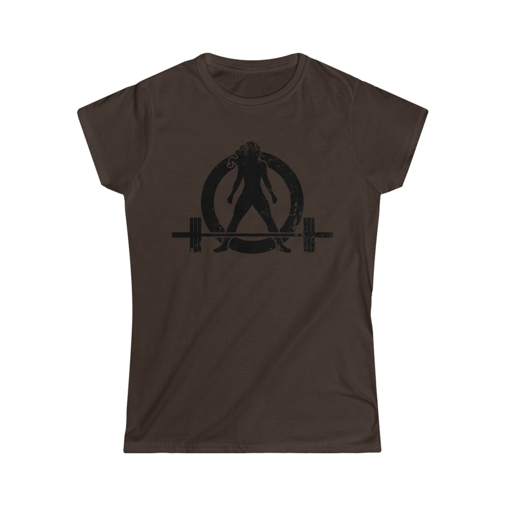 Good Girls Tone, Bad Girls Deadlift - Distressed Dark Logo - Women's Softstyle Tee
