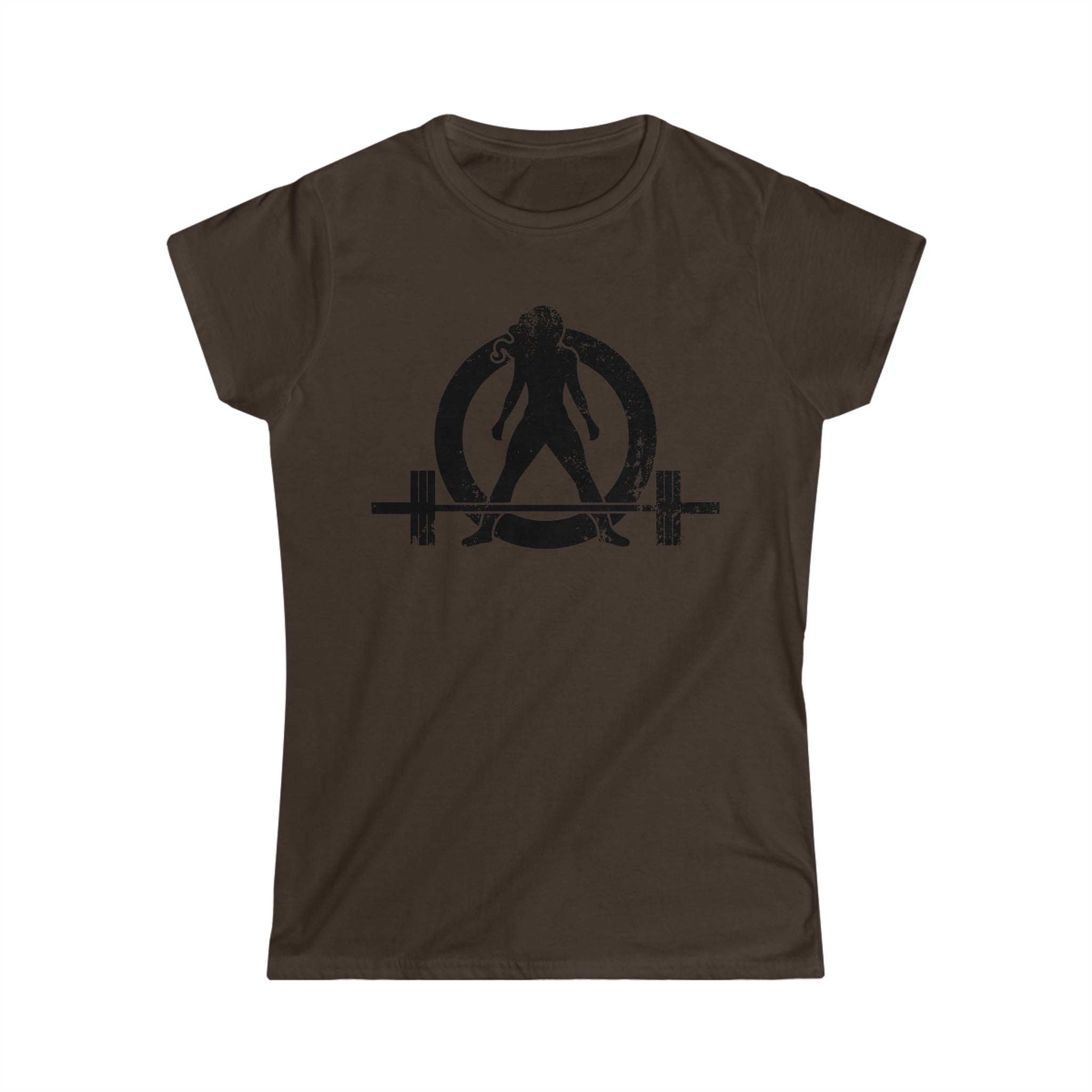 Good Girls Tone, Bad Girls Deadlift - Distressed Dark Logo - Women's Softstyle Tee