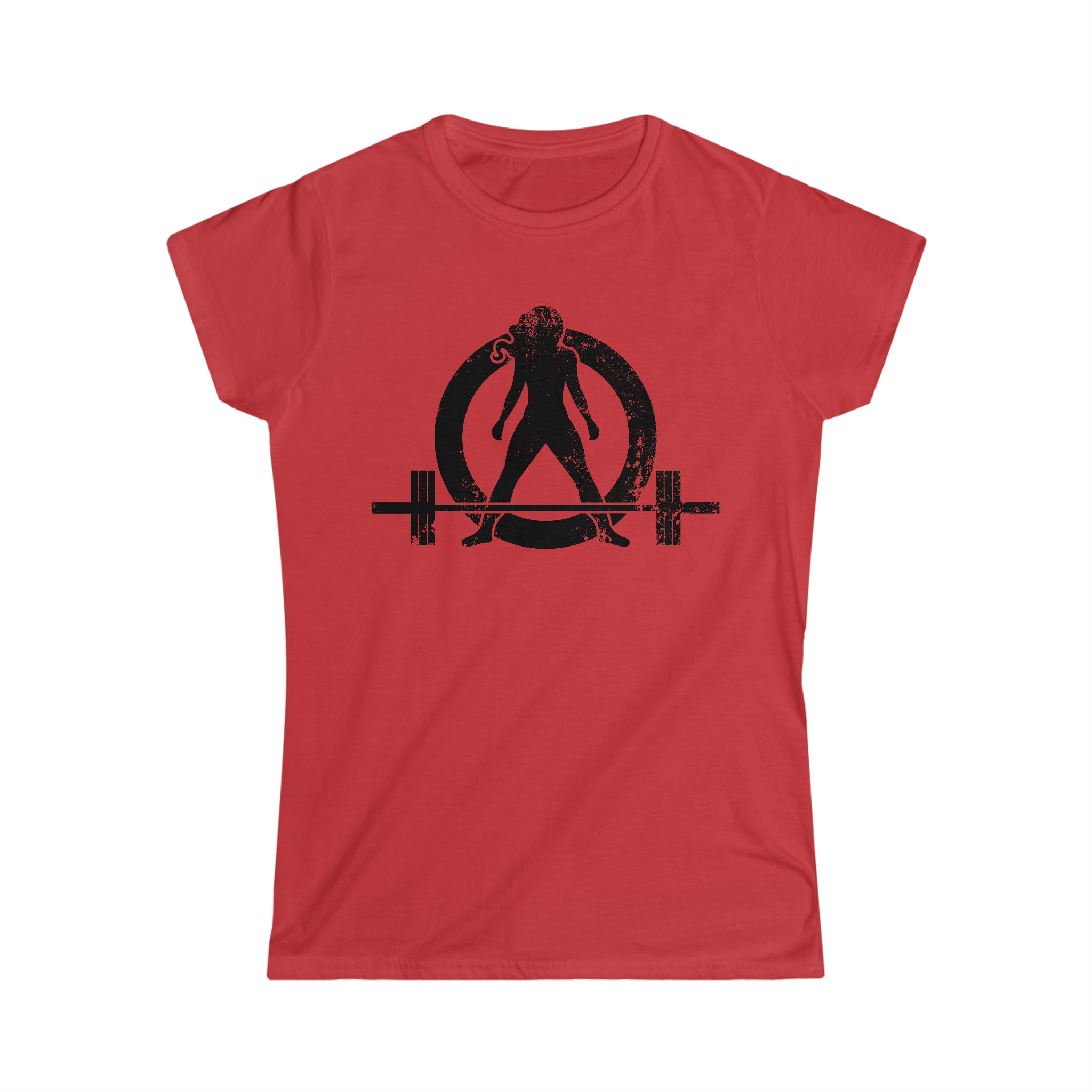 Good Girls Tone, Bad Girls Deadlift - Distressed Dark Logo - Women's Softstyle Tee