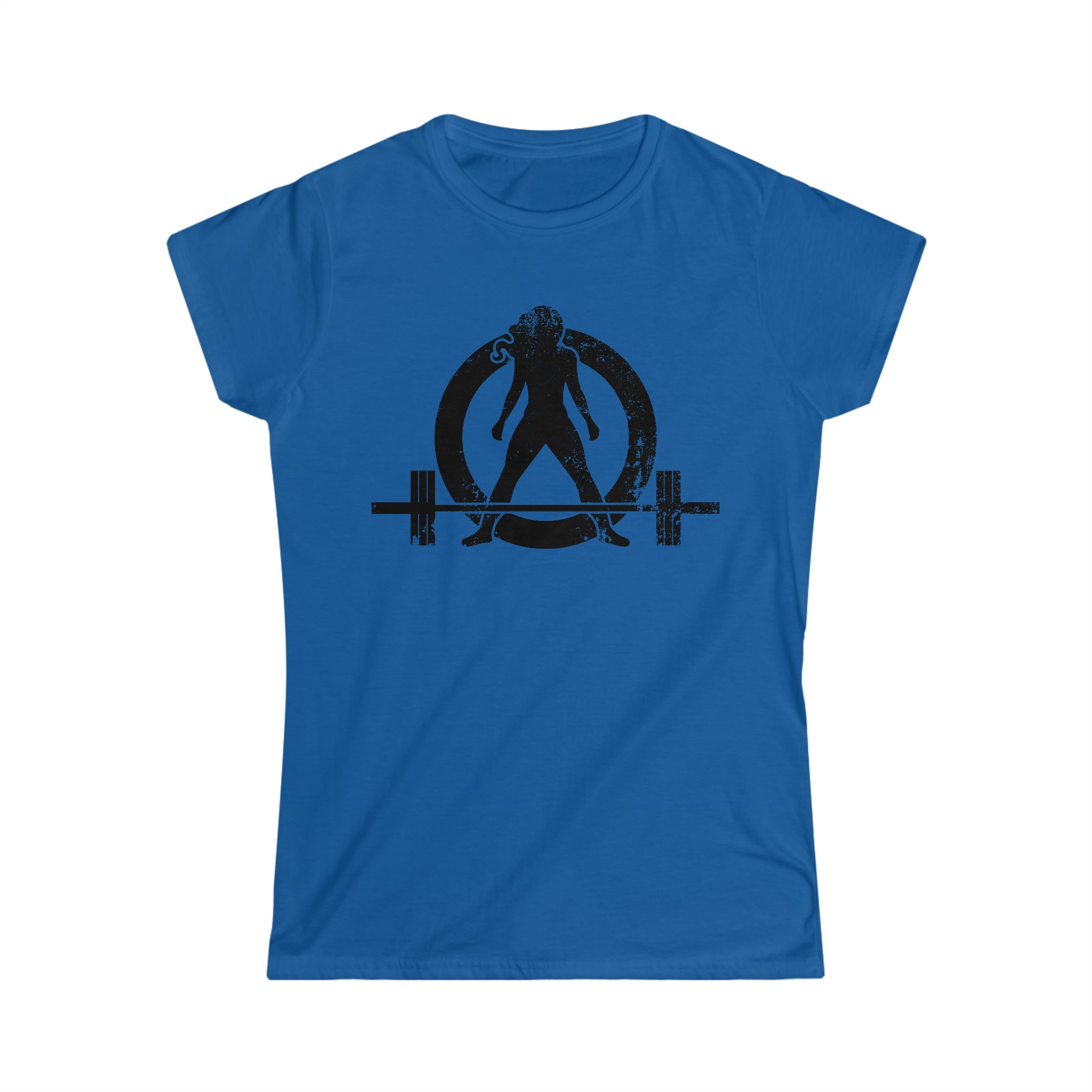 Good Girls Tone, Bad Girls Deadlift - Distressed Dark Logo - Women's Softstyle Tee
