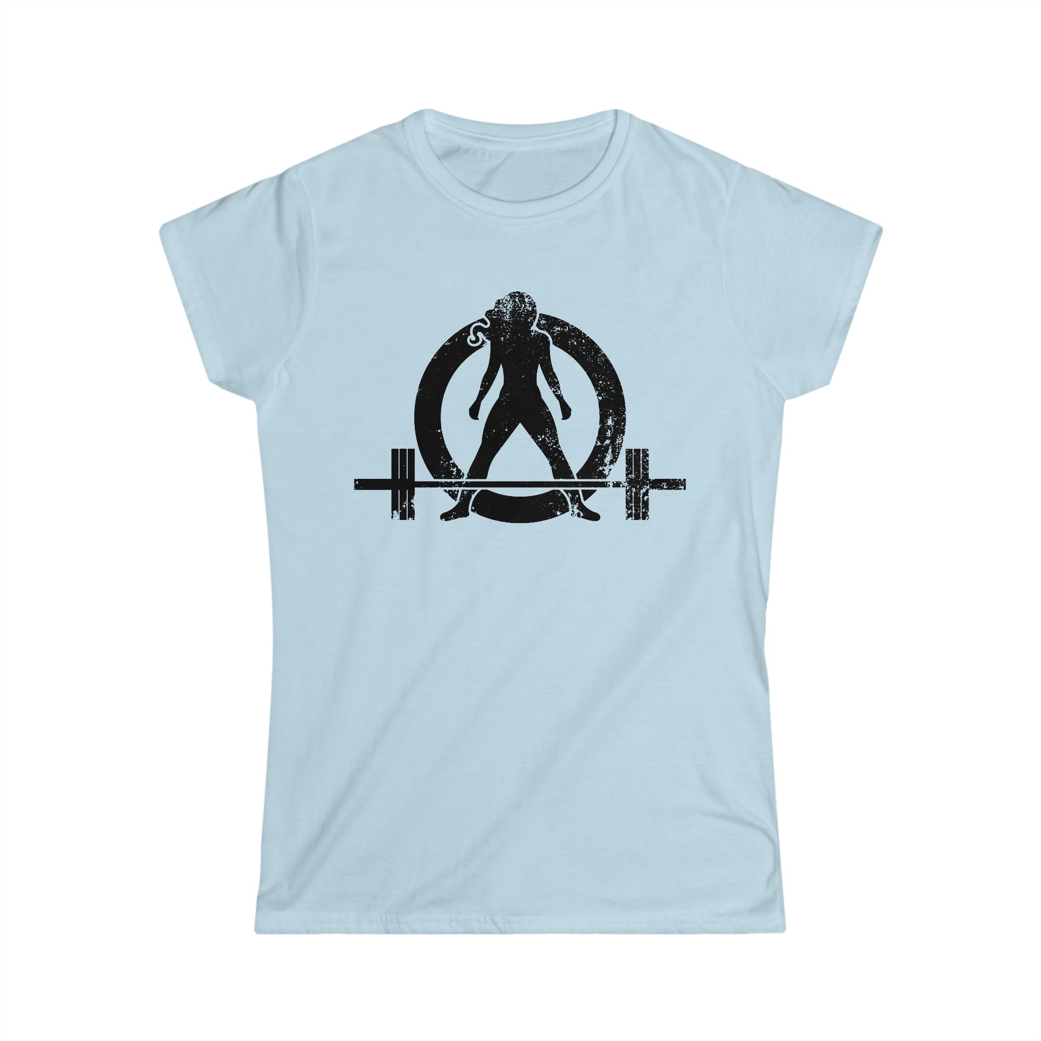 Good Girls Tone, Bad Girls Deadlift - Distressed Dark Logo - Women's Softstyle Tee