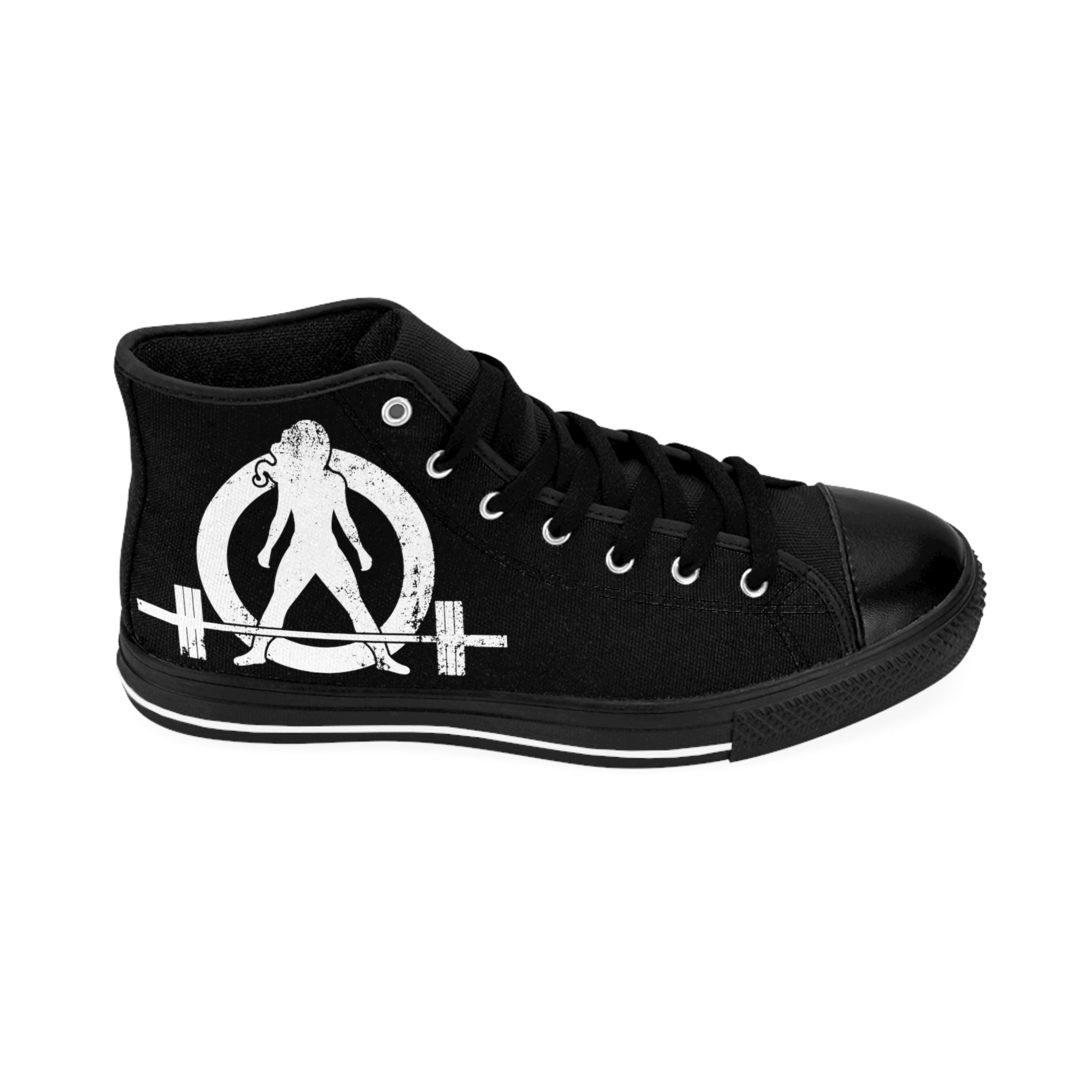 Women's Classic Sneakers - Black - Distressed White Logo