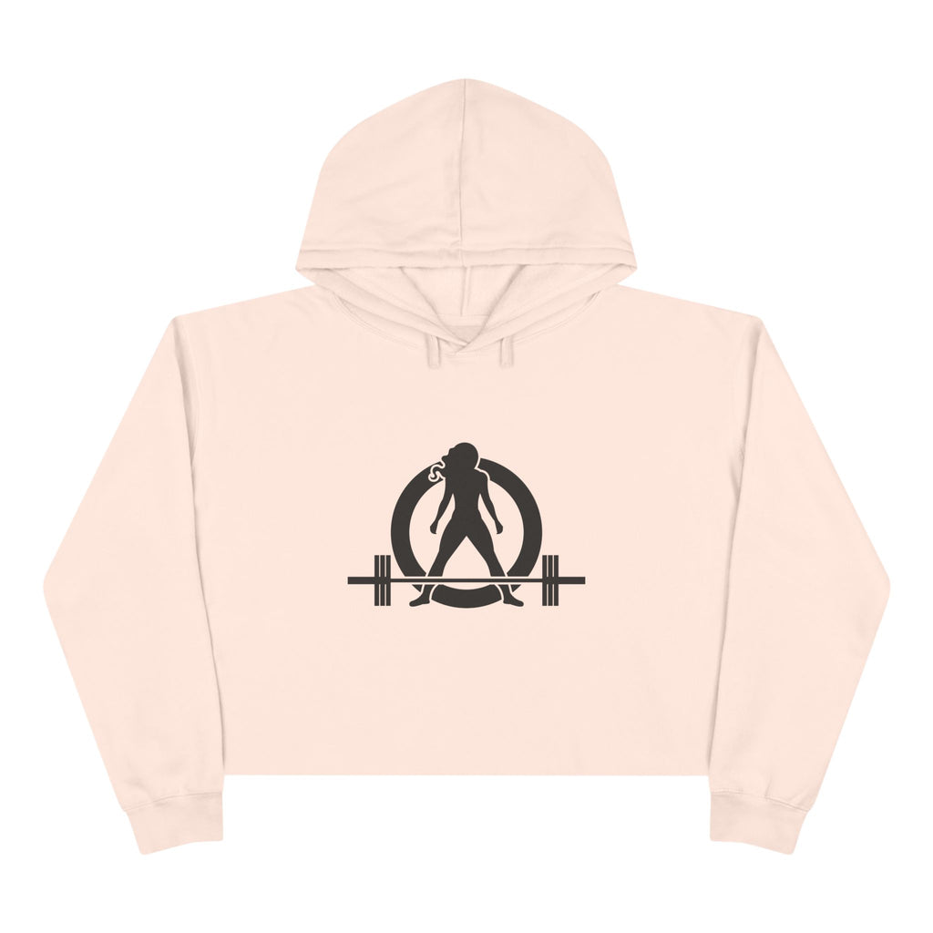 Empowered Crop Hoodie – For Strong Women Who Lift - Black Classic Logo