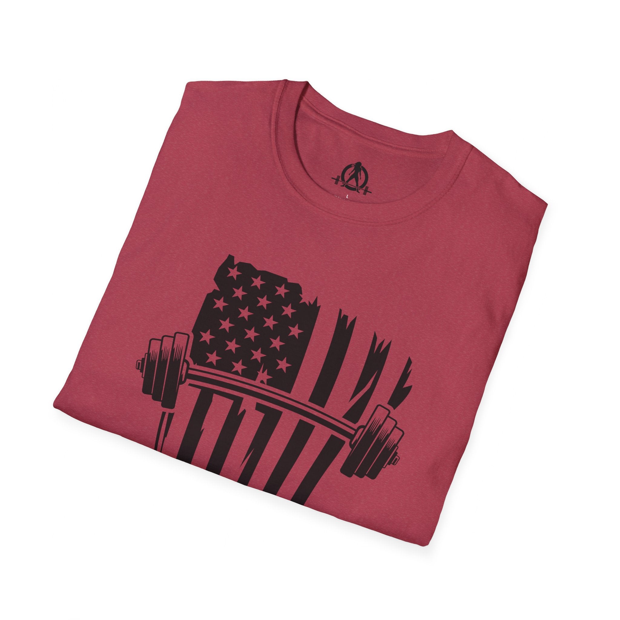 USA Barbell  - Unisex Softstyle T-Shirt - Black Logo - Plain Back