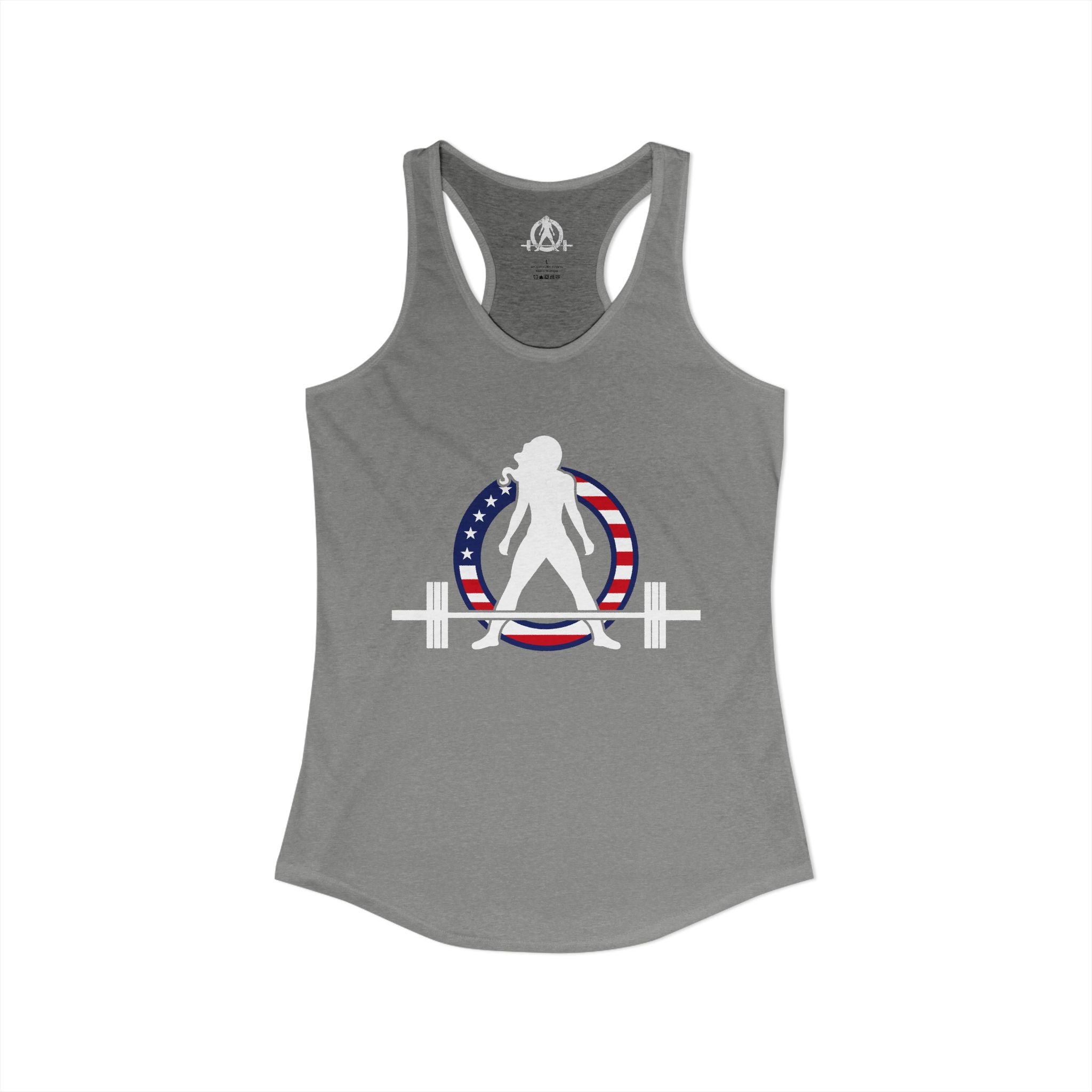 WWLW USA Logo - Women's Ideal Racerback Tank - USA Dark Light - Plain Back