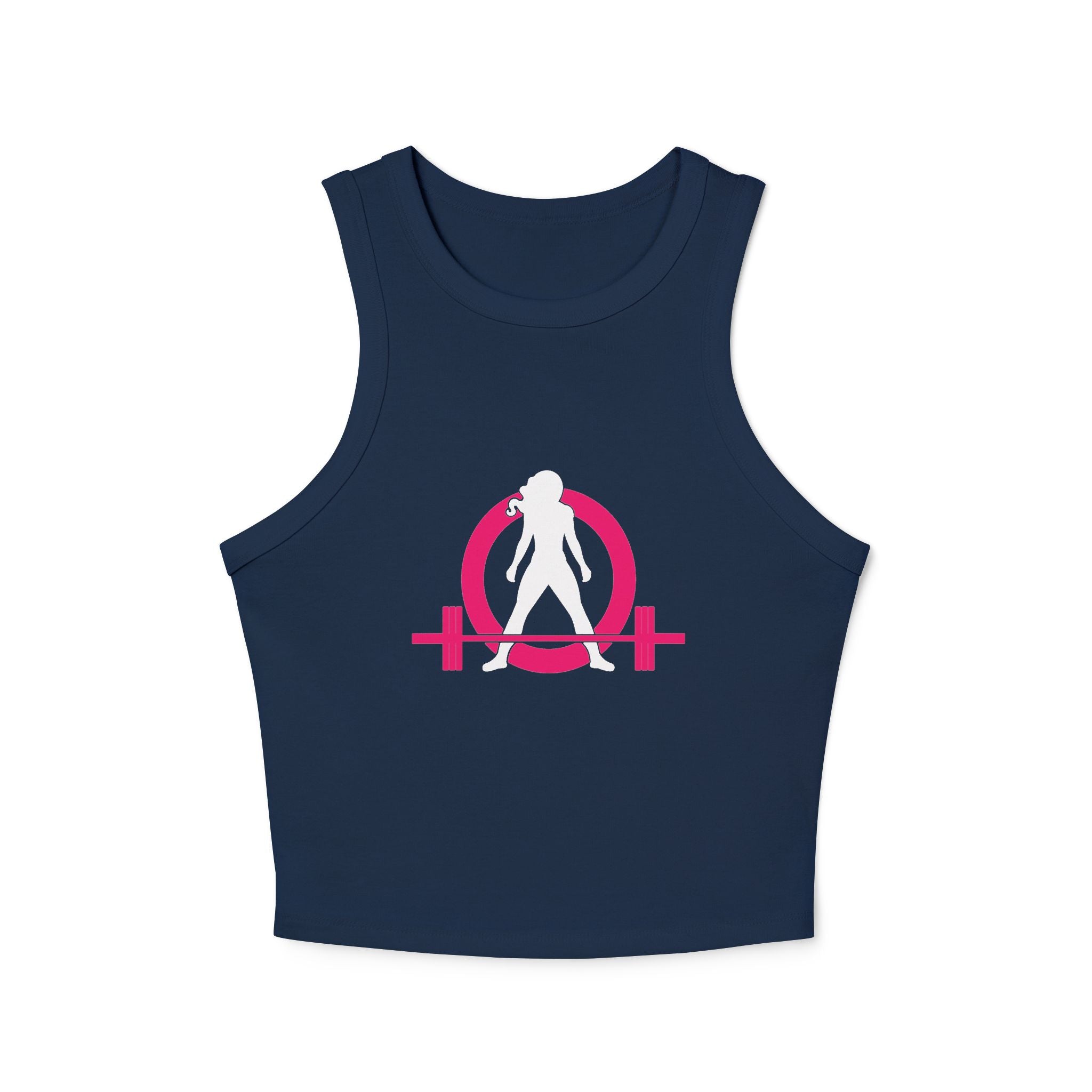 Women's Micro Rib Racer Tank Top - Classic Logo Inverted