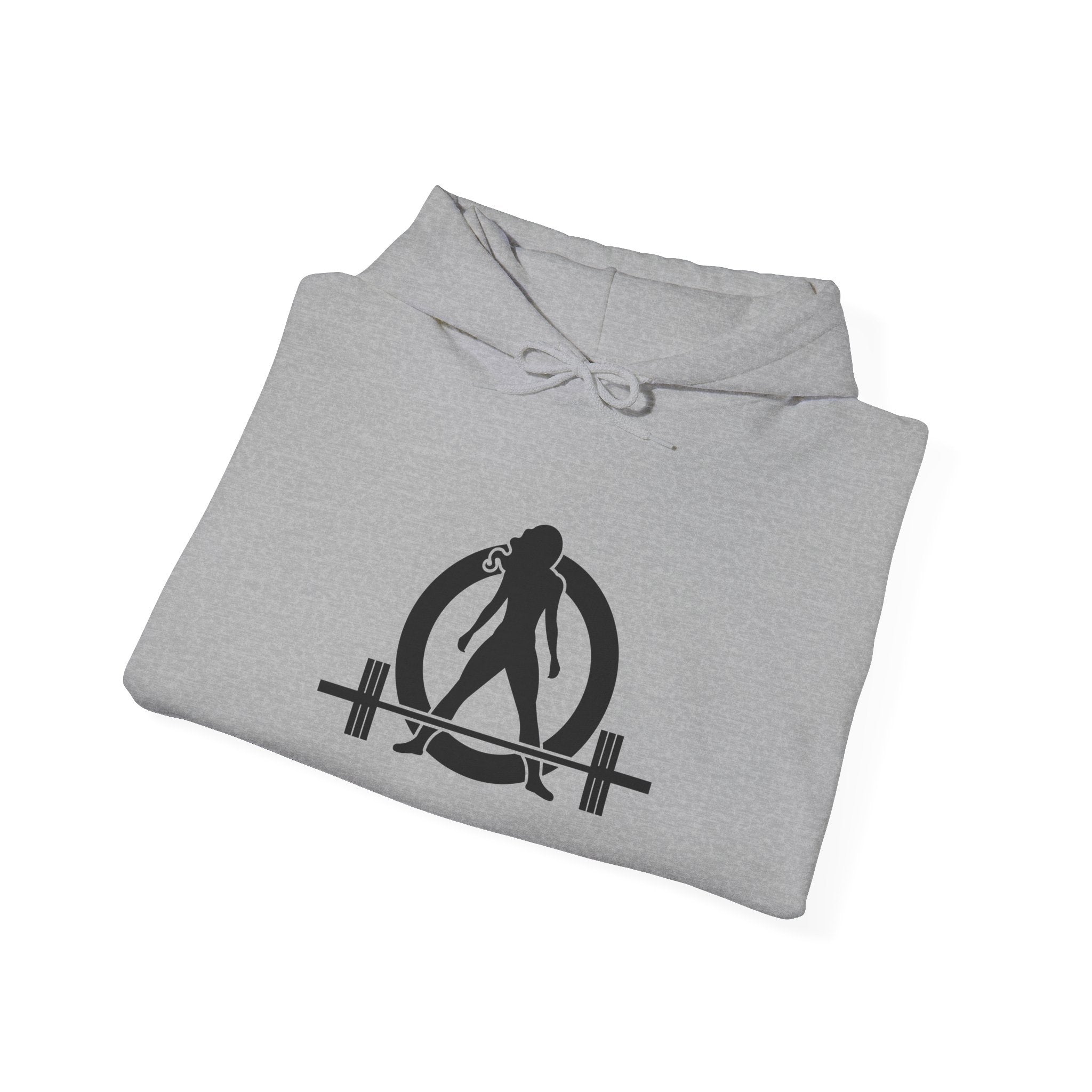 Goal Weight Strong AF – Unisex Heavy Blend™ Hooded Sweatshirt (Front & Back Black Logo) 🖤💪🔥