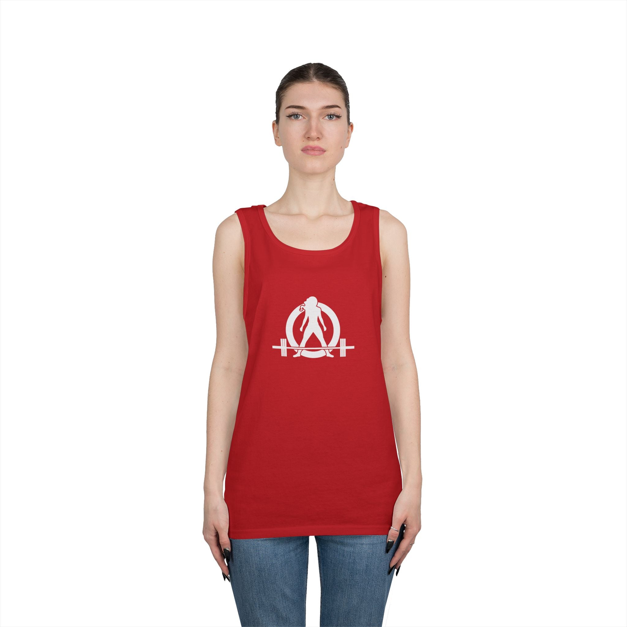 Unisex Heavy Cotton Tank Top -  White Logo - Kick Your Ass