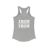 Iron Sharpens Iron - Women's Ideal Racerback Tank - White Font - Print on Front & Back