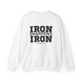 Iron Sharpens Iron - Unisex Heavy Blend™ Crewneck Sweatshirt - Front Black Logo - Front & Back Print