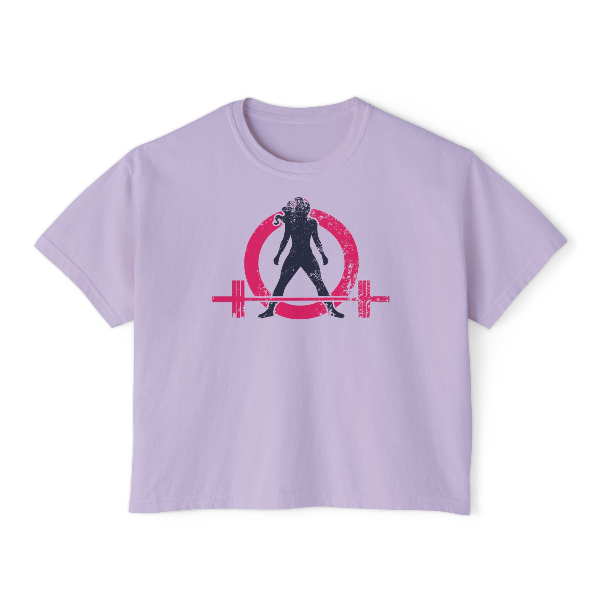 Women's Boxy Tee - Color Distressed Logo Front Plain Back