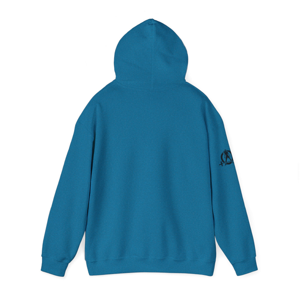 45 + 45 = 135 - Unisex Heavy Blend Hooded Sweatshirt  - Front Black & Shoulder Logo