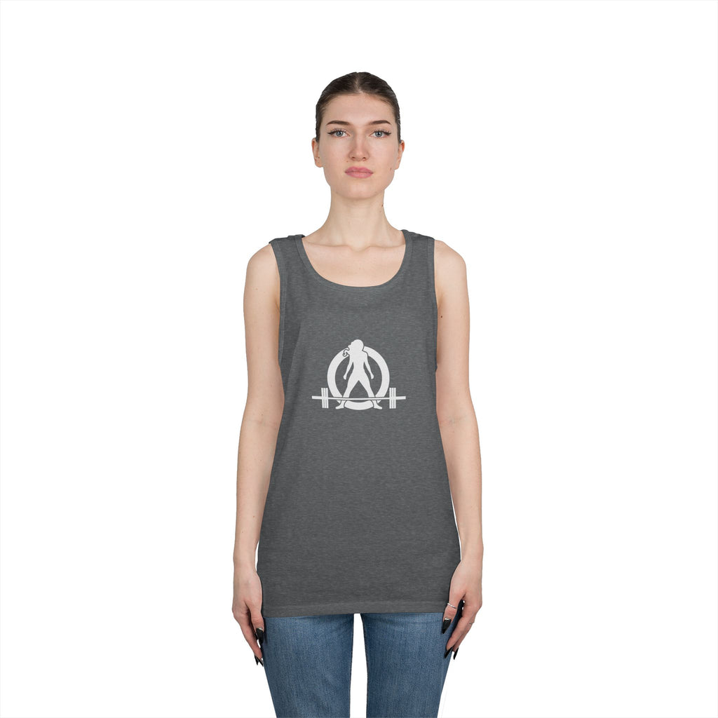 Unisex Heavy Cotton Tank Top -  White Logo - Kick Your Ass