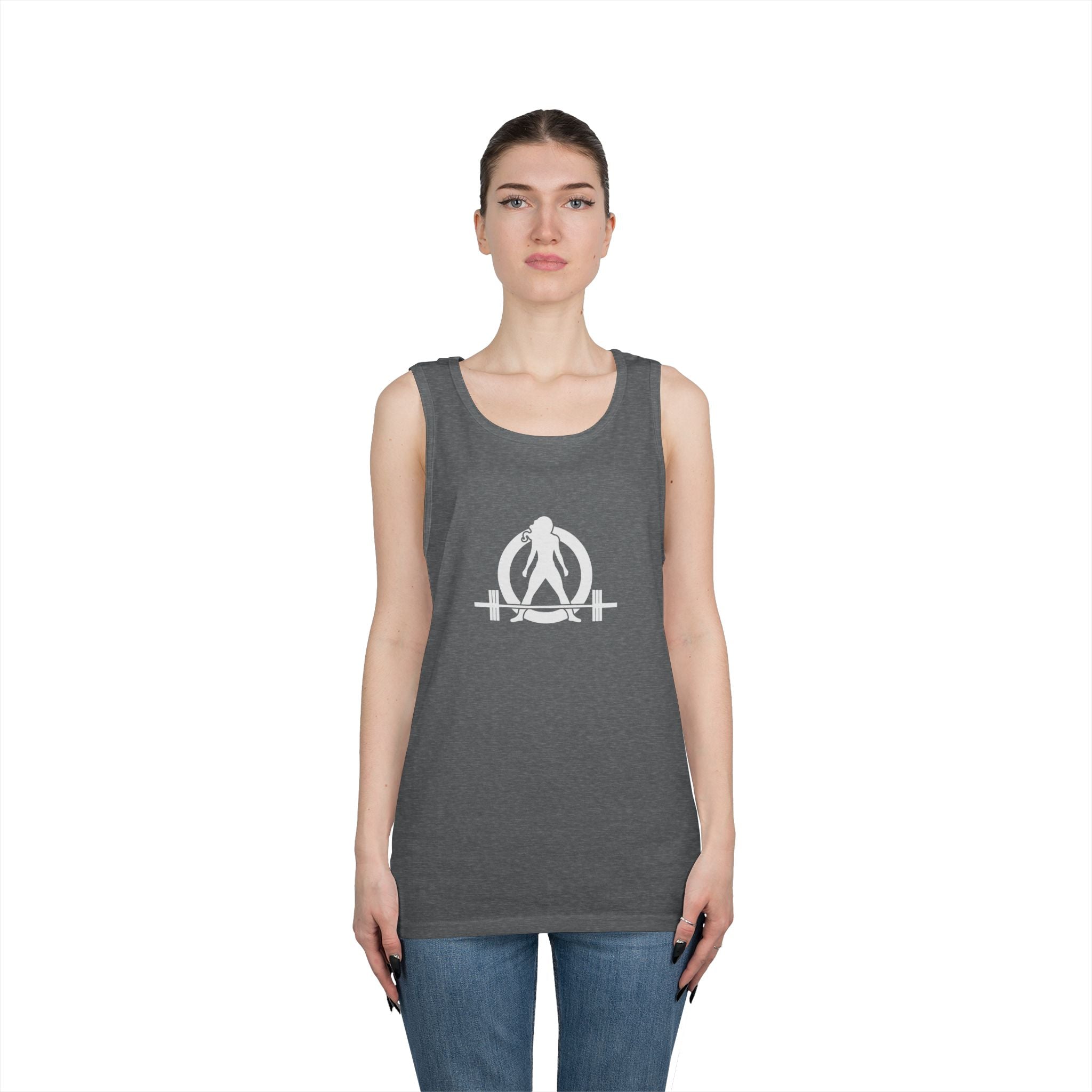 Unisex Heavy Cotton Tank Top -  White Logo - Kick Your Ass