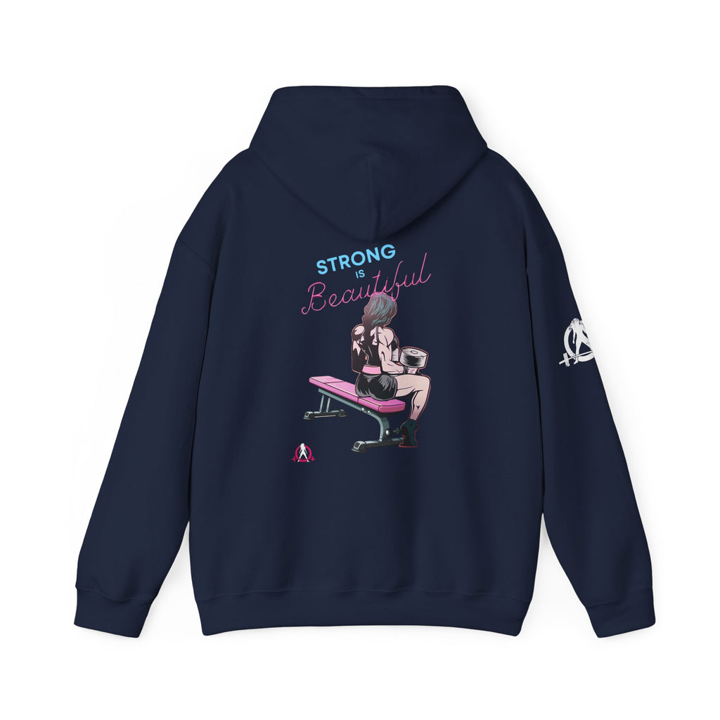 Strong Her Cartoon - Unisex Heavy Blend Hooded Sweatshirt - Logo on Back & Right Sleeve
