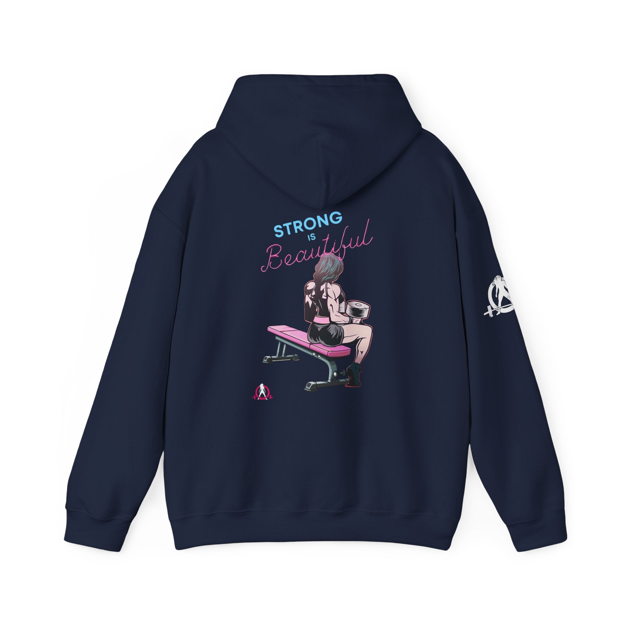 Strong Her Cartoon - Unisex Heavy Blend Hooded Sweatshirt - Logo on Back & Right Sleeve