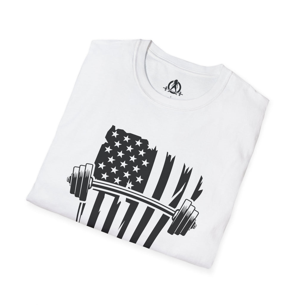 USA Barbell  - Unisex Softstyle T-Shirt - Black Logo - Plain Back