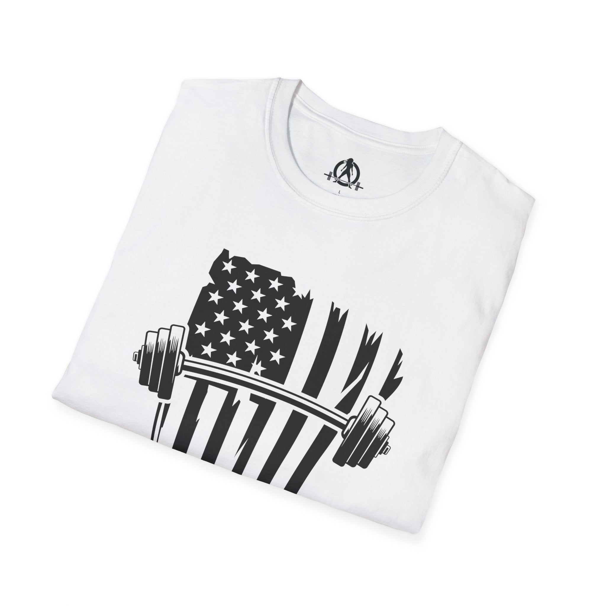 USA Barbell  - Unisex Softstyle T-Shirt - Black Logo - Plain Back
