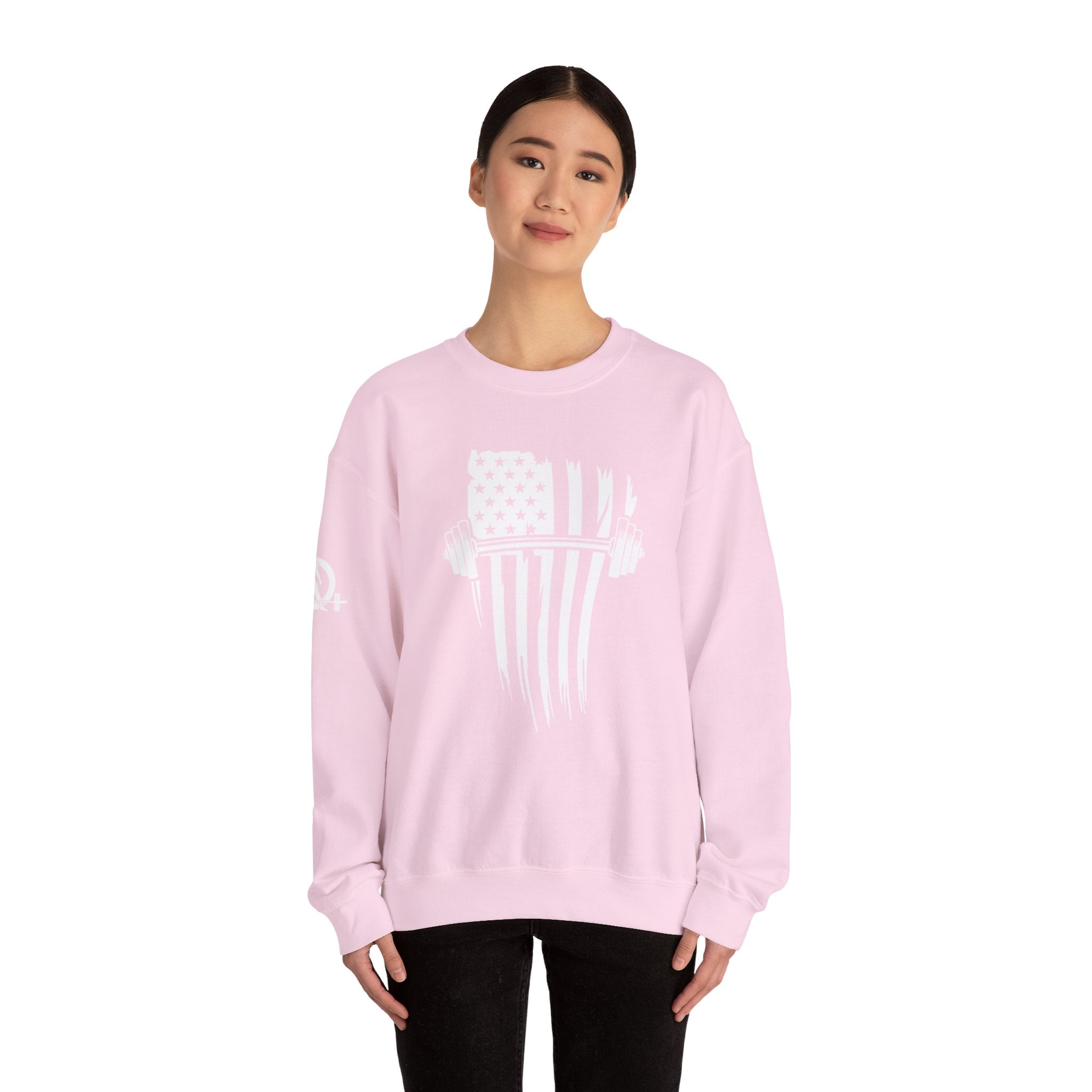 USA Barbell - Unisex Heavy Blend™ Crewneck Sweatshirt - White Logo