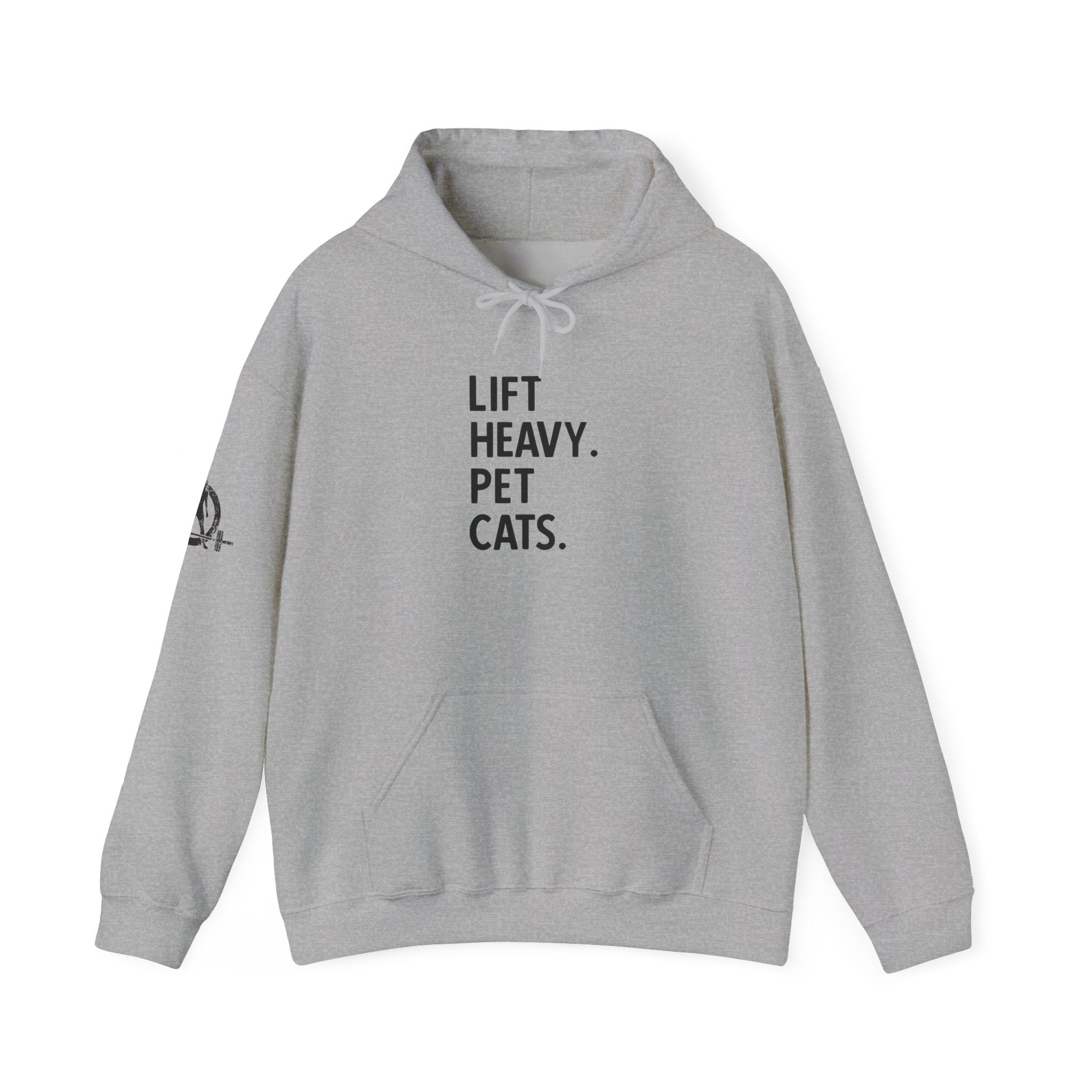 Lift Heavy Pet Cats – Unisex Heavy Blend™ Hooded Sweatshirt (Black Logo) 🏋️‍♂️🐱