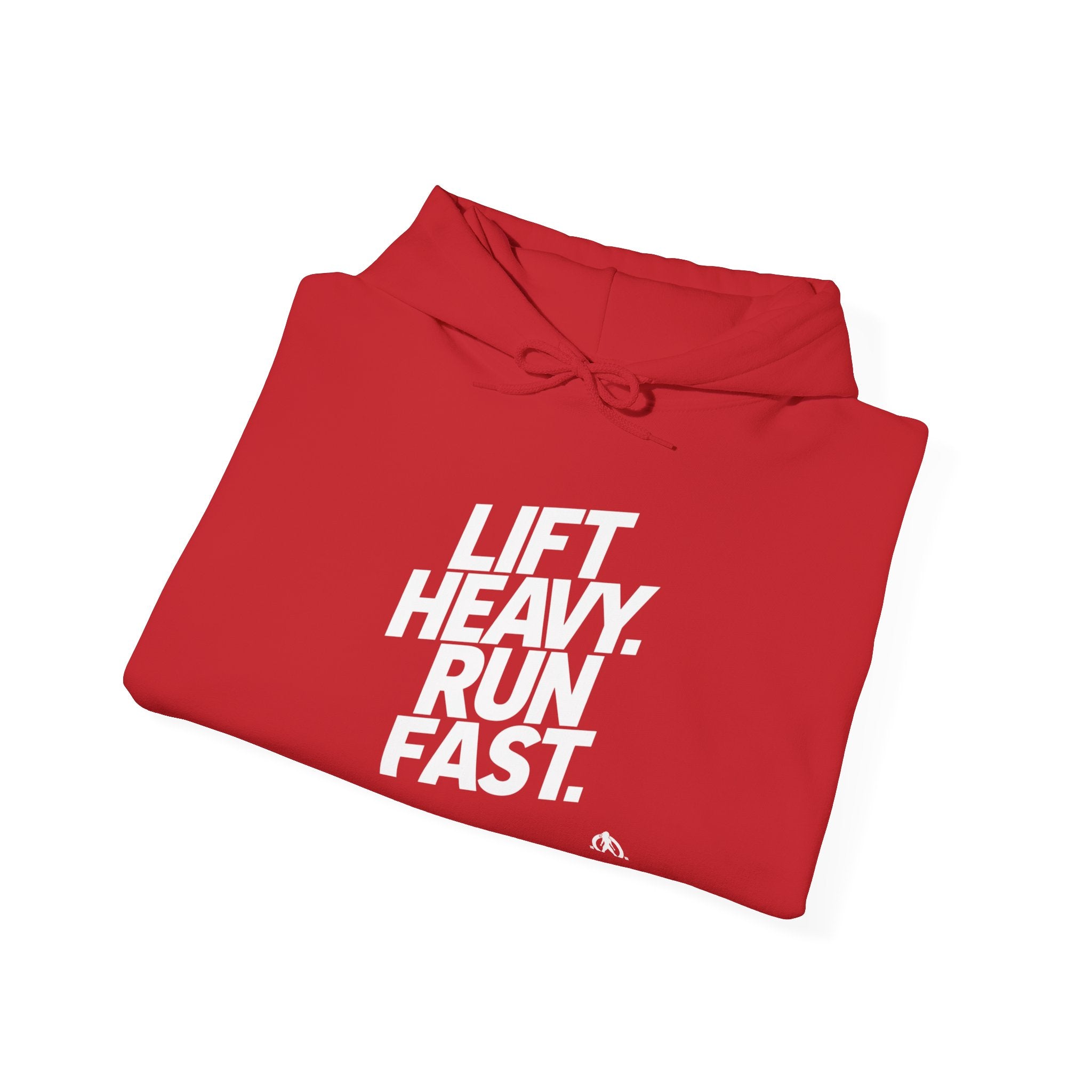 Lift Heavy Run Fast - Unisex Heavy Blend Hooded Sweatshirt - Front White Logo