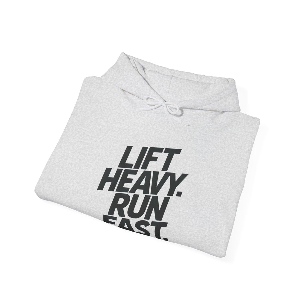 Lift Heavy Run Fast - Unisex Heavy Blend Hooded Sweatshirt  - Front Black Logo