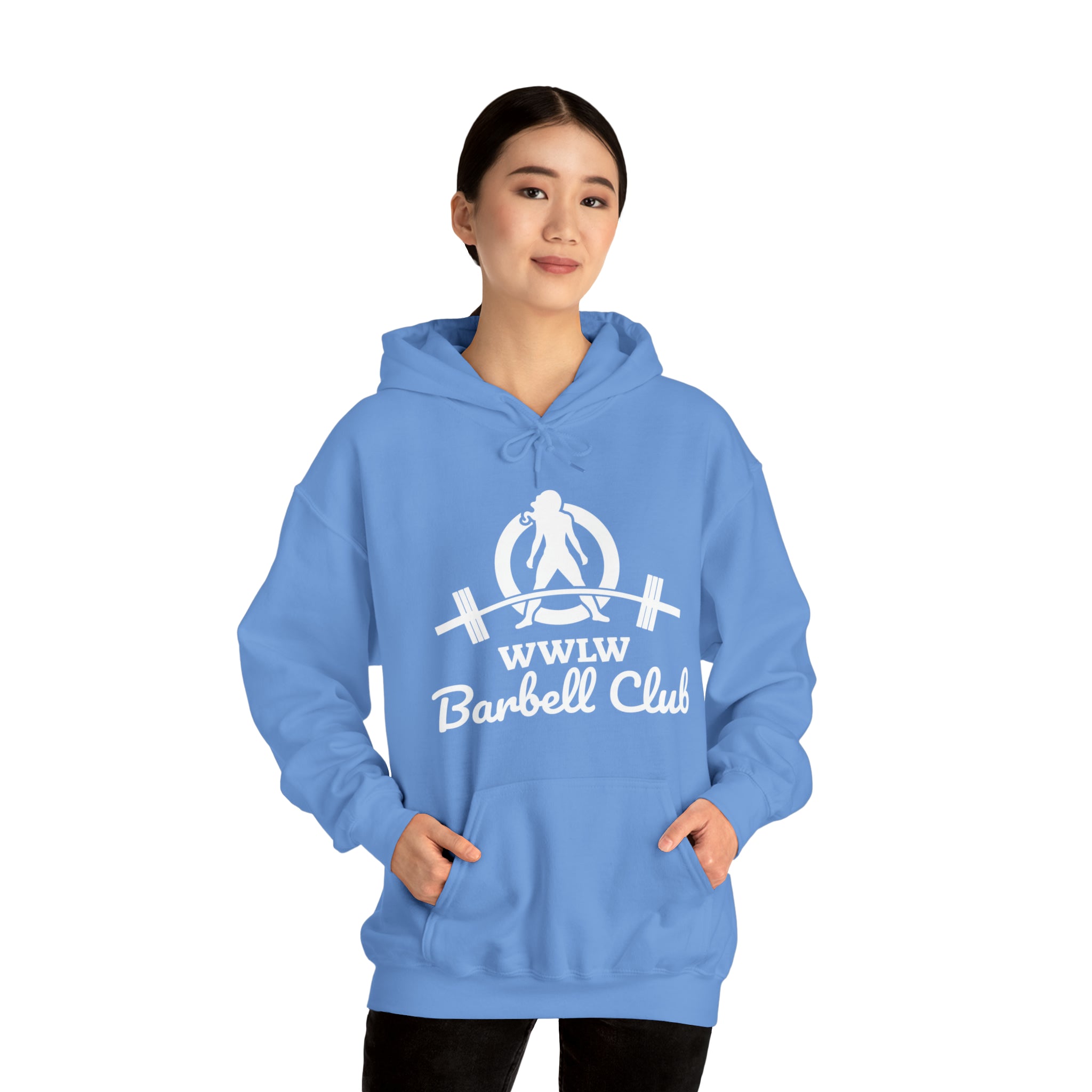 Barbell Club Classic Logo White - Unisex Heavy Blend Hooded Sweatshirt (BEST SELLER)