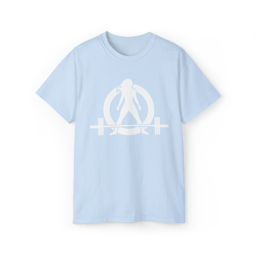 Unisex Ultra Cotton Tee - Classic White Logo - Plain Back