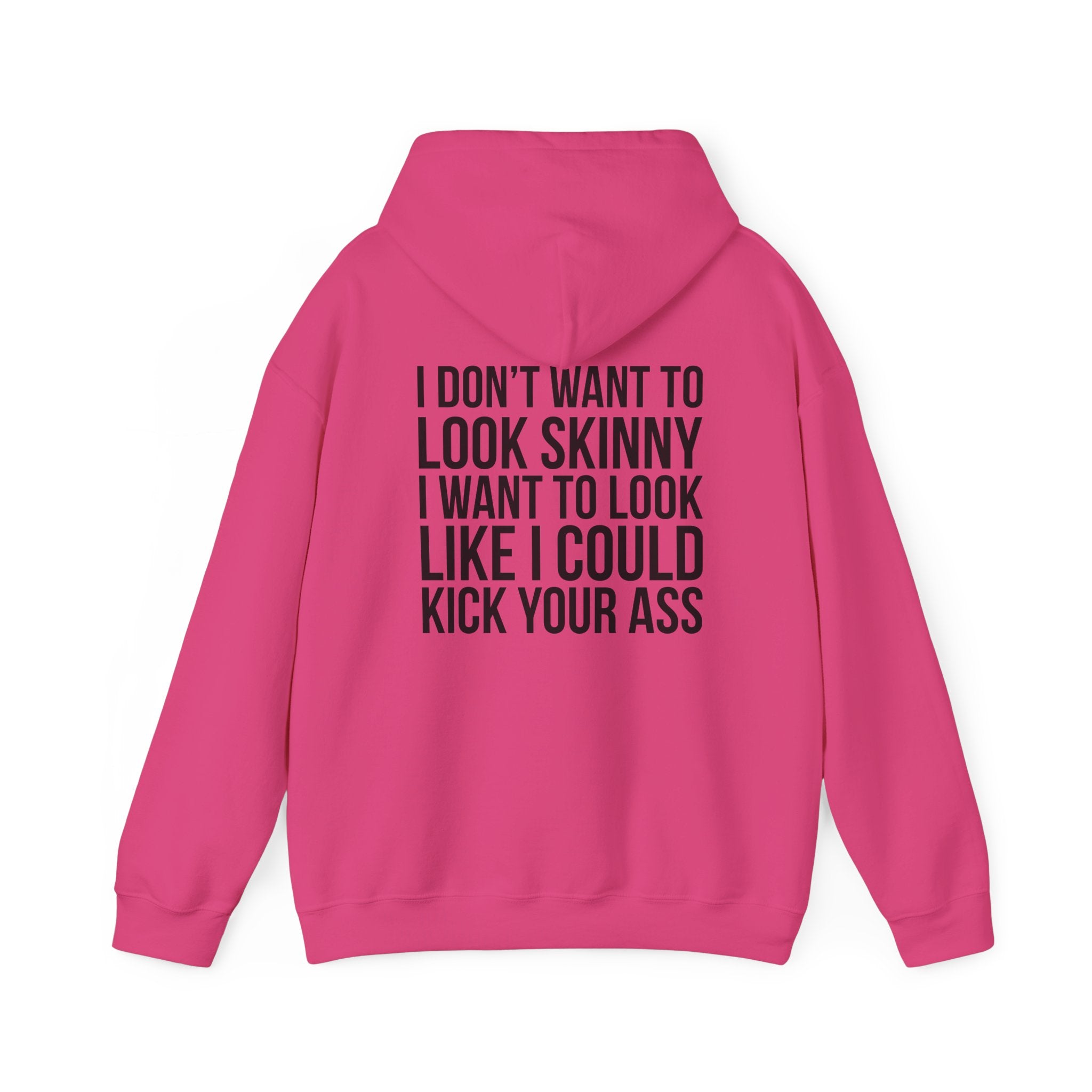 Kick Your Ass - Unisex Heavy Blend Hooded Sweatshirt  - Classic White Logo Front & Back