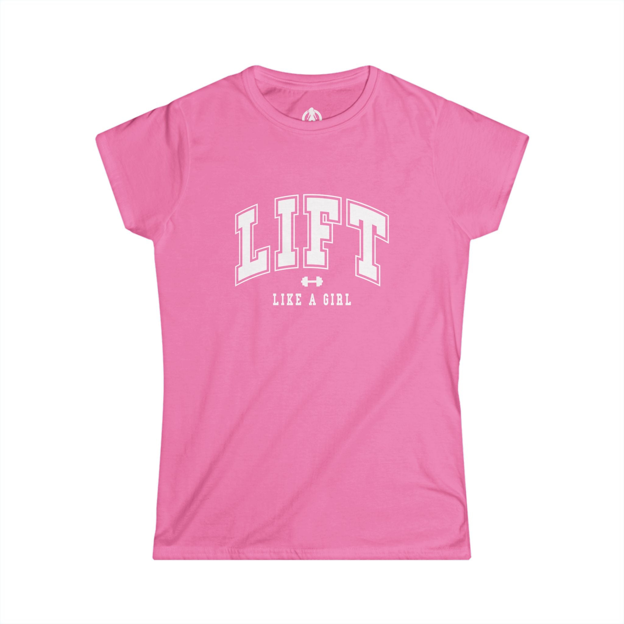 Lift Like A Girl - Women's Softstyle Tee - White Logo Main Front & Back