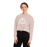 Women’s Cropped Hooded Sweatshirt - White Distressed Logo