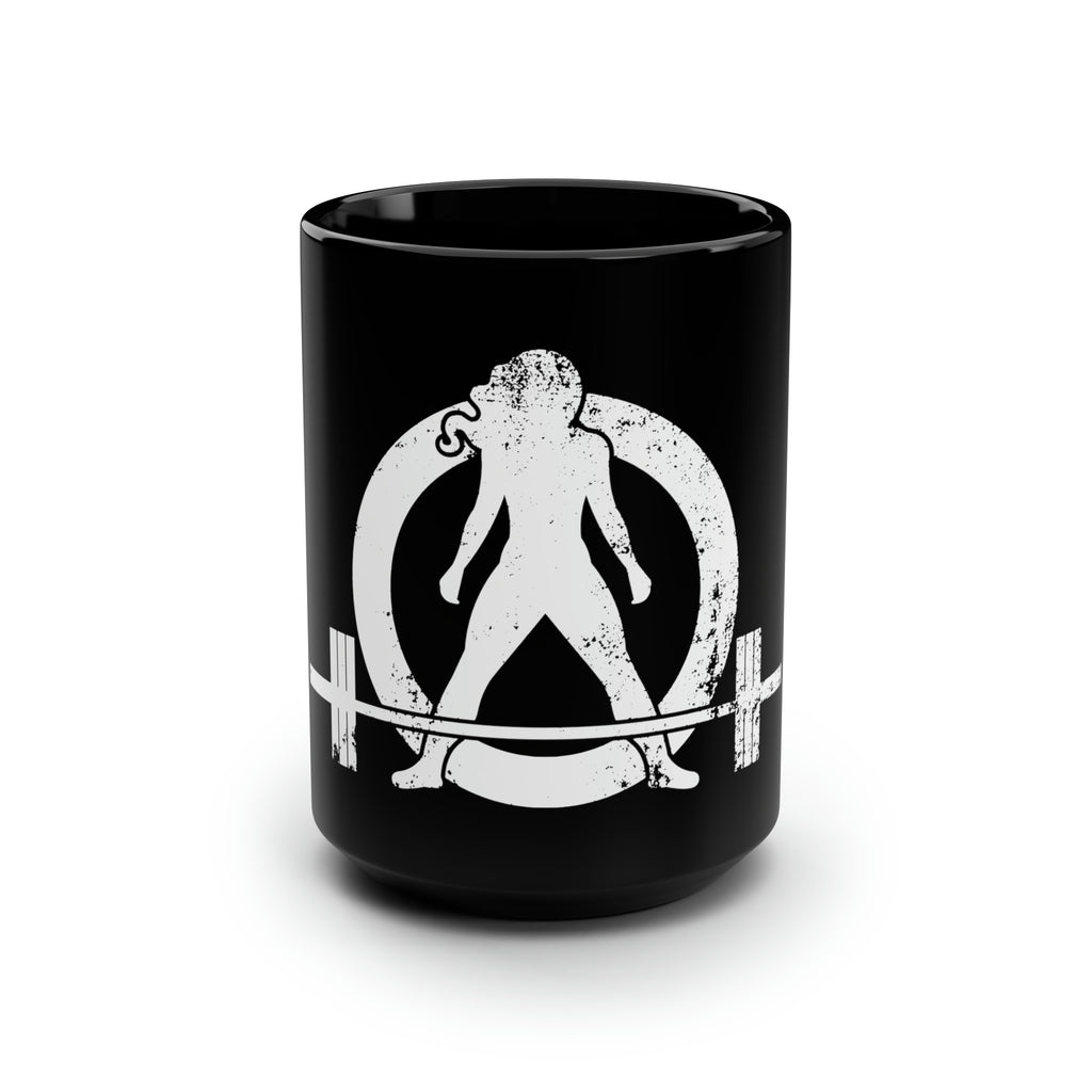 Distressed - Black Mug, 15oz - White Logo