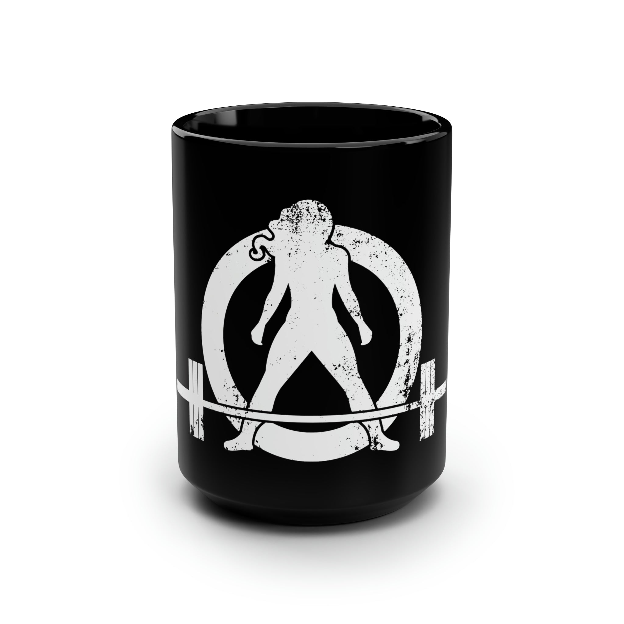 Distressed - Black Mug, 15oz - White Logo