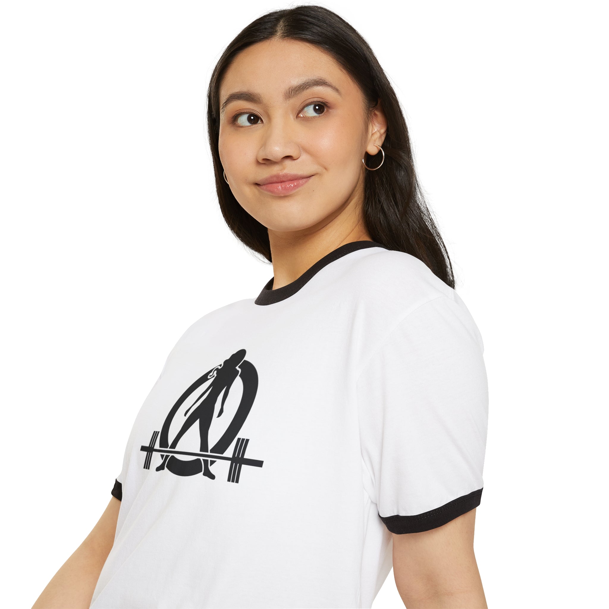Strong Not Skinny - Unisex Cotton Ringer T-Shirt - Black Logo Front & Back