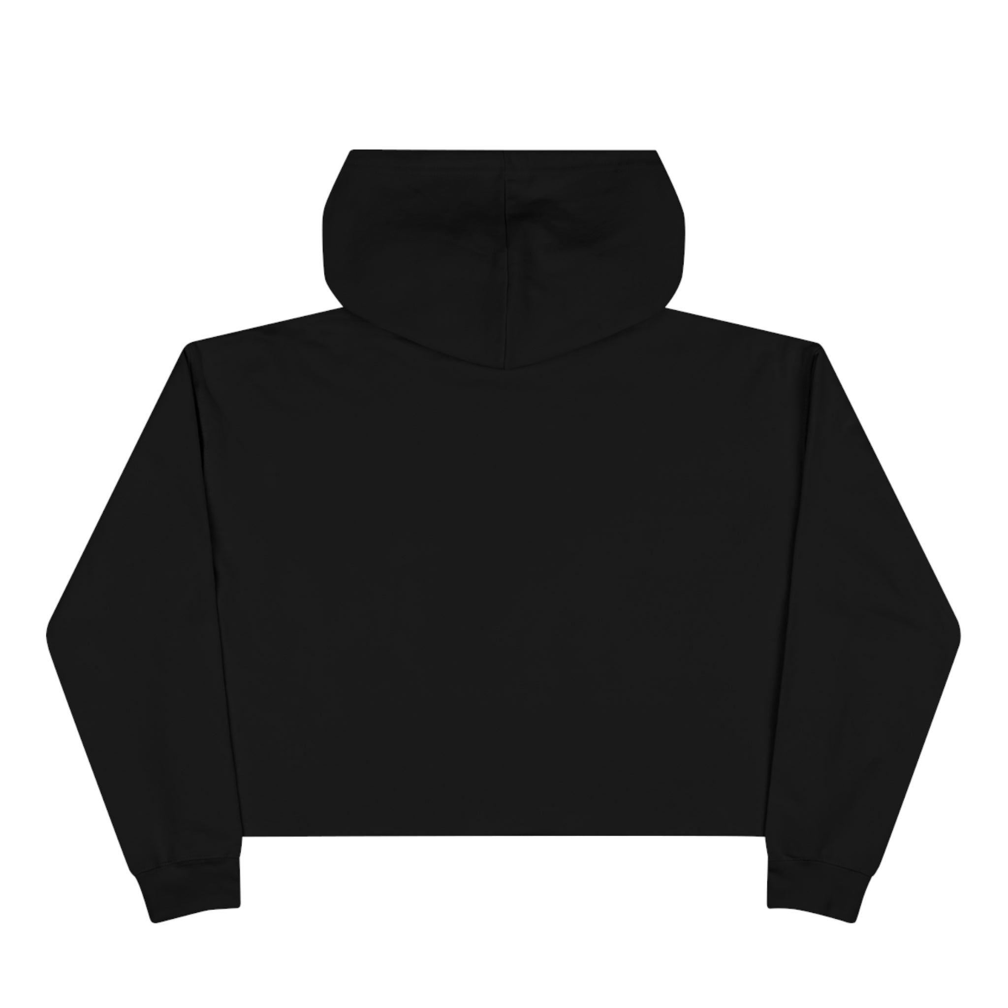 Crop Hoodie - Black  - White Distressed Logo