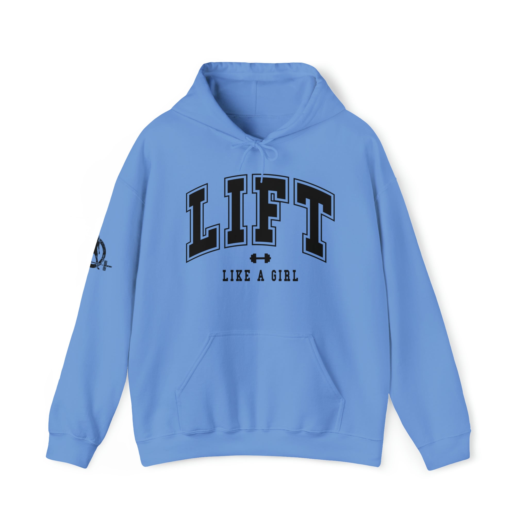 Lift Like.A Girl - Unisex Heavy Blend Hooded Sweatshirt - Black Logo on Front & Right Sleeve