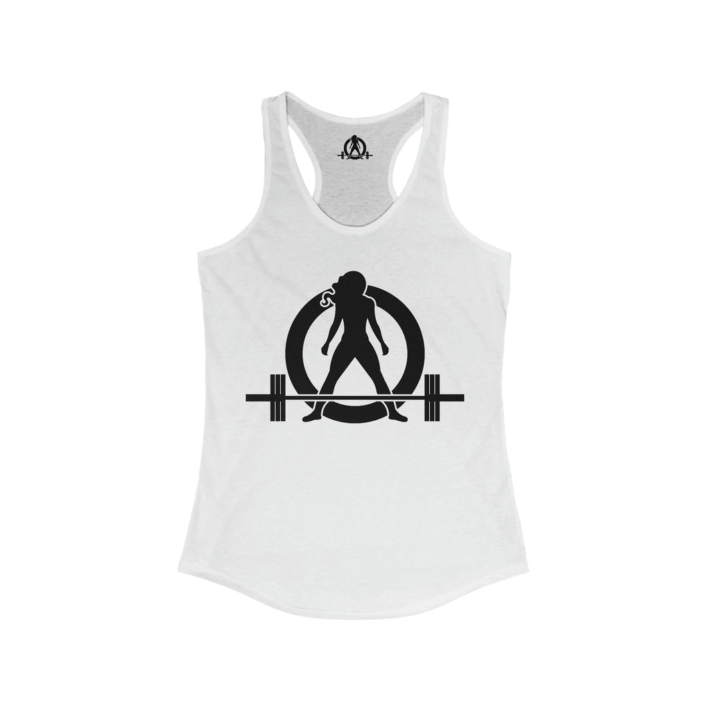 All I Need Is Coffee and a Barbell - Women's Ideal Racerback Tank - Dark Logo