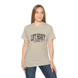 Lift Heavy Shit - Unisex Ultra Cotton Tee - Front Black Logo - Plain Back