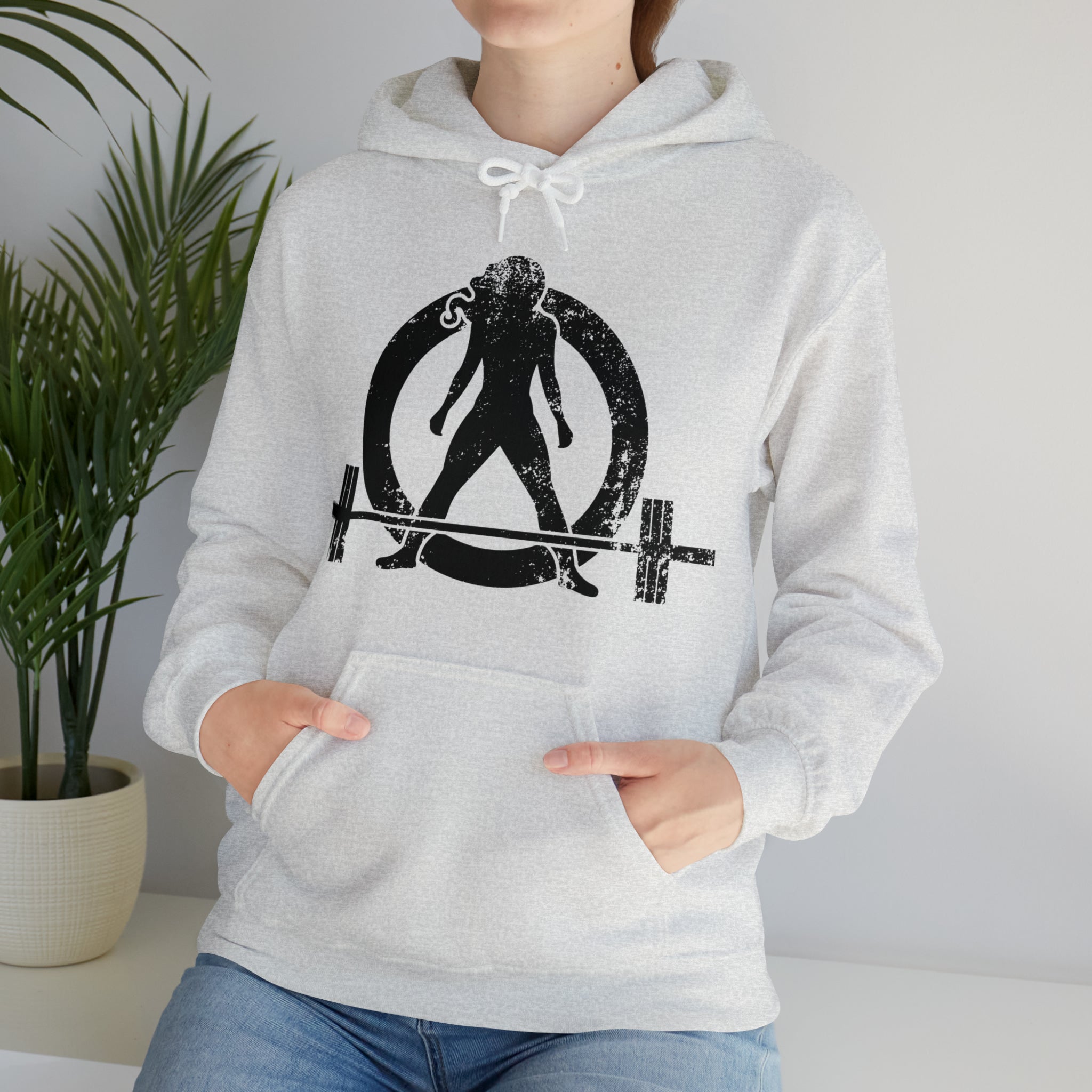 Distressed Black Logo - Plain Back - Unisex Heavy Blend Hooded Sweatshirt