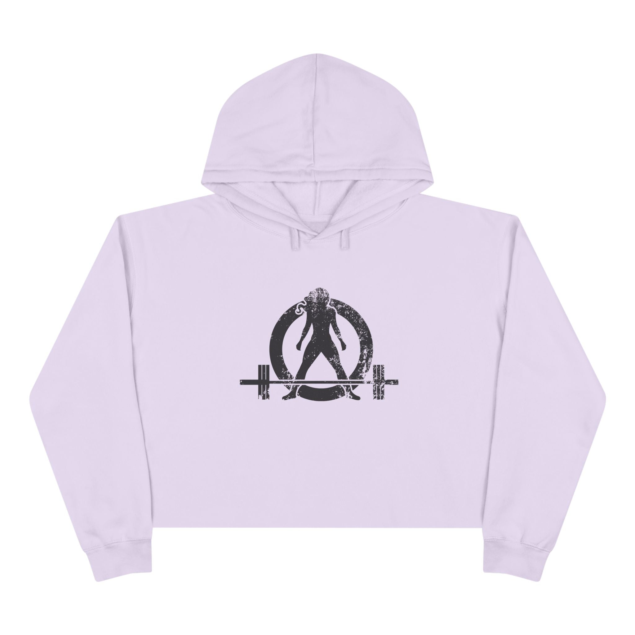 Empowered Crop Hoodie – For Strong Women Who Lift - Black Distressed Logo
