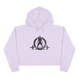 Empowered Crop Hoodie – For Strong Women Who Lift - Black Distressed Logo