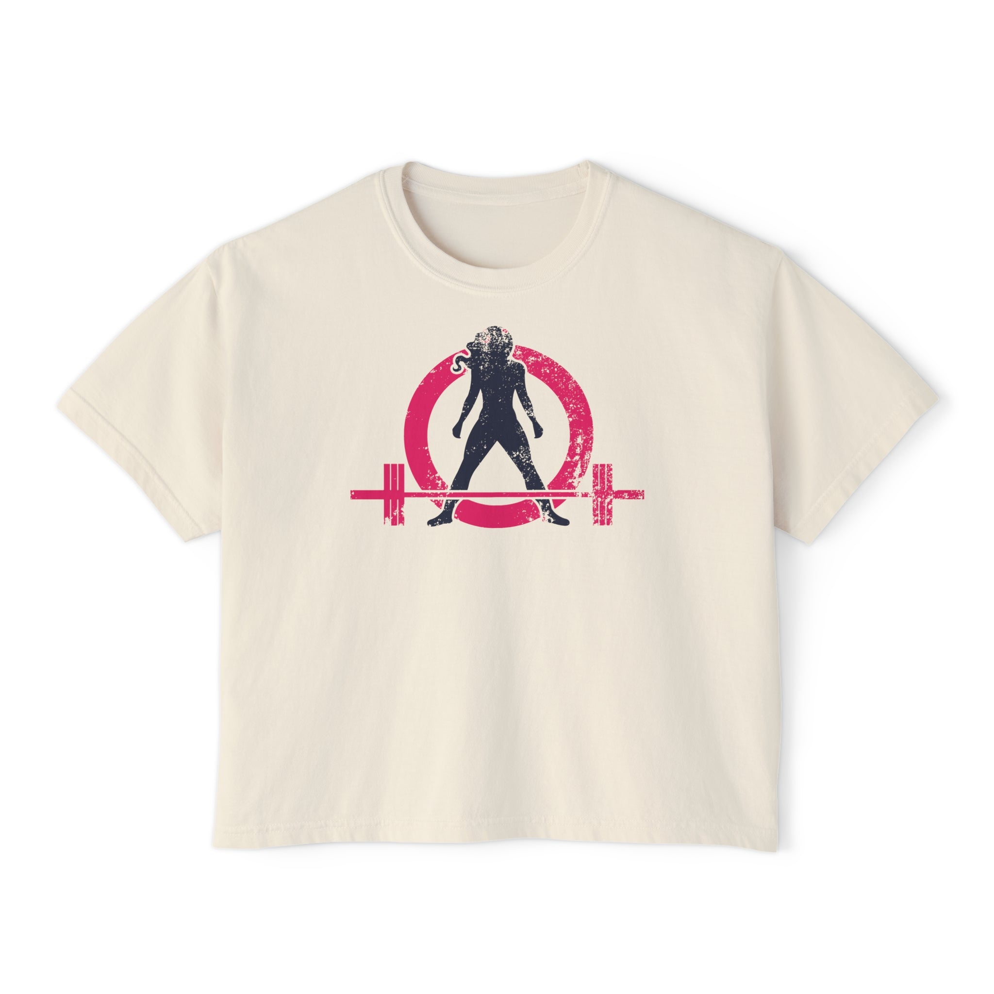 Women's Boxy Tee - Color Distressed Logo Front Plain Back