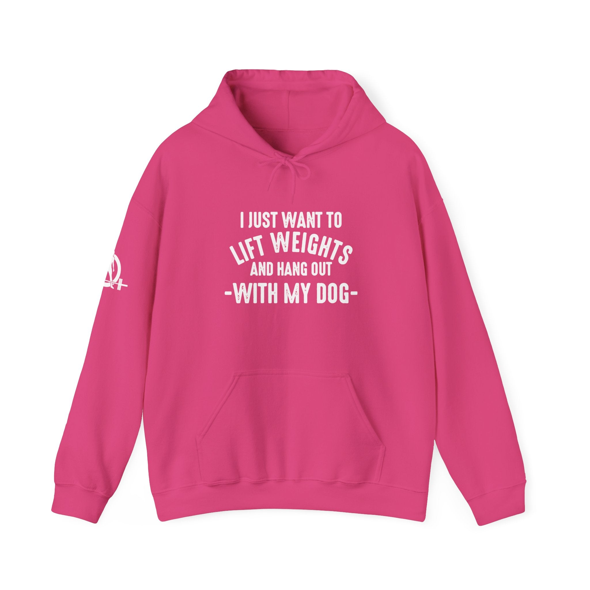 Lift Weights & Hang Out With My Dog  - White Logo  - Unisex Heavy Blend Hooded Sweatshirt