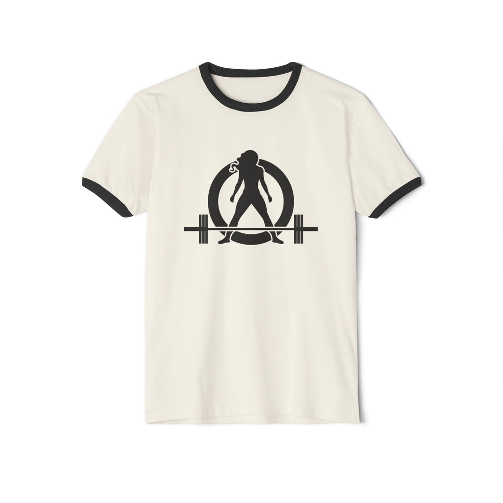 Kick Your Ass - Unisex Cotton Ringer T-Shirt - Black Classic Logo Front & Back