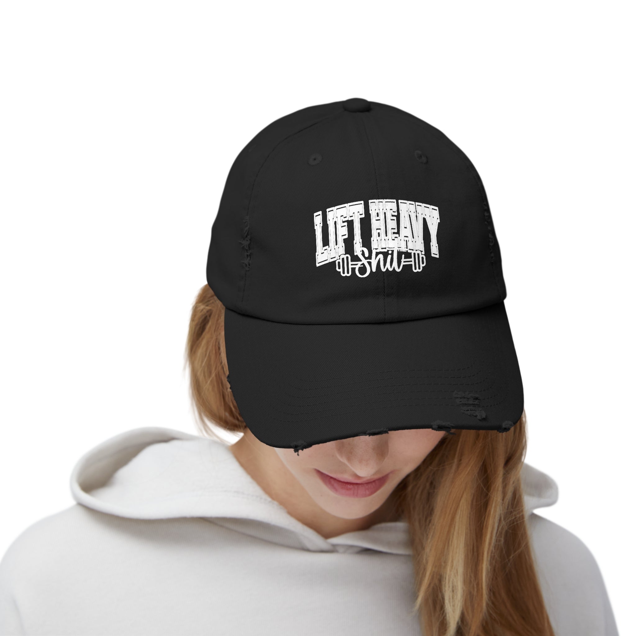 Lift Heavy Shit - Unisex Distressed Cap - White Logo