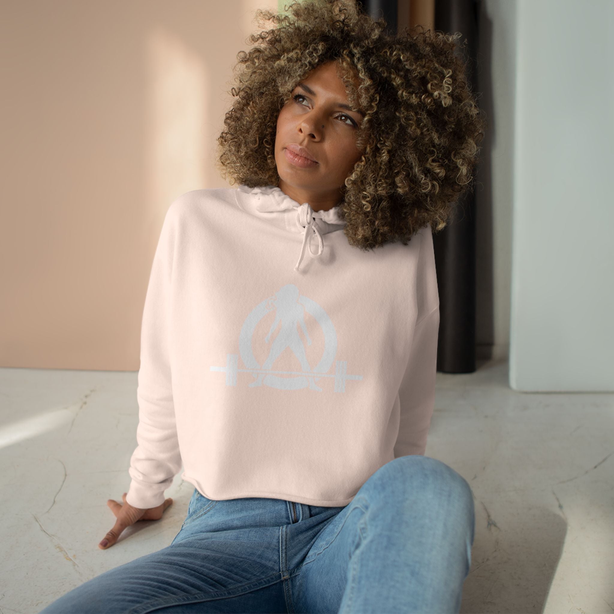 Empowered Crop Hoodie – For Strong Women Who Lift - White Classic WWLW  Logo