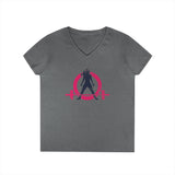 Ladies' V-Neck T-Shirt - Color Distressed Logo