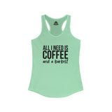 Coffee and a Barbell - Women's Ideal Racerback Tank - Dark Logo - Front Chest -  Plain Back