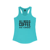 Coffee and a Barbell - Women's Ideal Racerback Tank - Dark Logo - Front Chest -  Plain Back